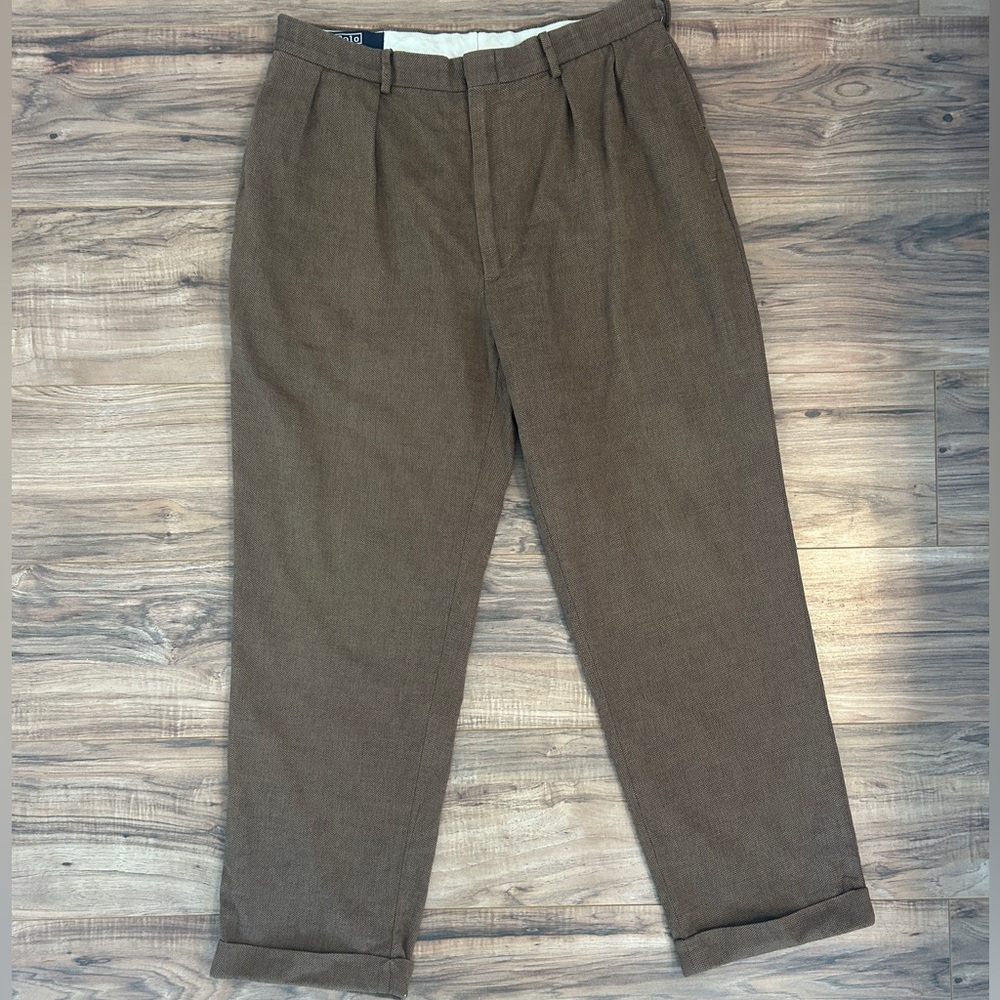 Polo Ralph Lauren Vintage Men’s Wool Cotton Blend Cuffed Pants Academia Preppy